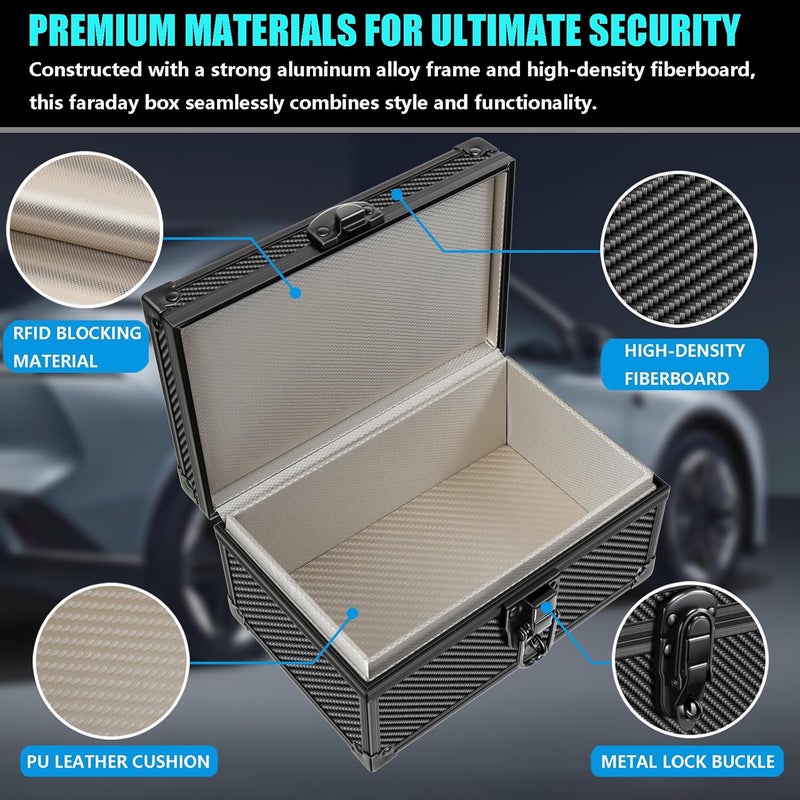 MAZACOO Faraday Signal Blocking Box for Car Key Fob, Keyless Entry Car Key Fob Protector Shielding Cage (Carbon Fiber Black) - Image 4